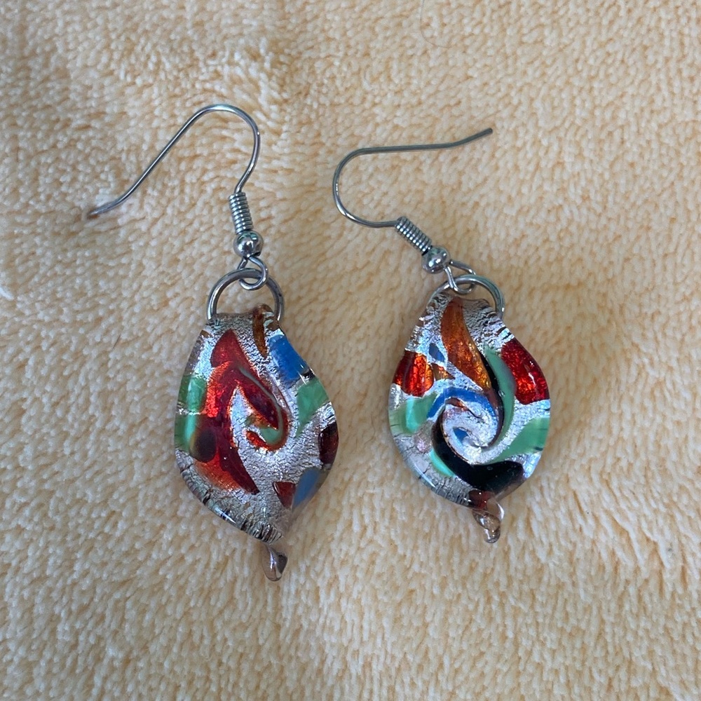 ✨HOST PICK✨ Fused dichroic art glass dangle earrings
